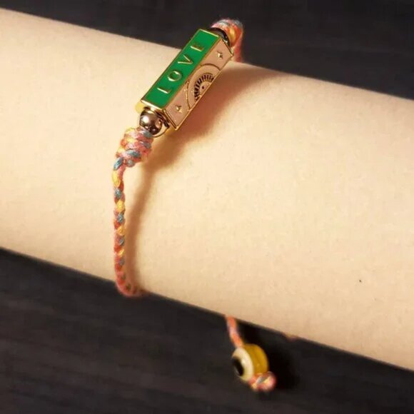 NWT boho vibe enamel Love locket charm bracelet - Picture 2 of 4